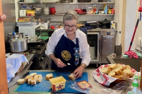 Moss Vale CWA (Evening) leader Jennifer Bowe and her team hard at work prepping lunch for SHWF 2022. Photo by Greg Jackson. 