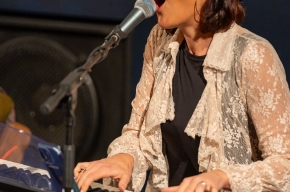 Composer Monique diMattina, alongside musicians Steve Grant and Sam Lemann who performed an exclusive live preview of STELLA: The Miles Franklin Story. Photo by Greg Jackson.