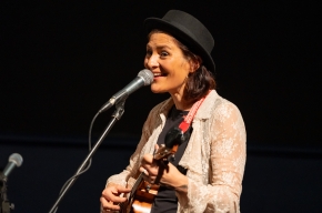 Composer Monique diMattina, alongside musicians Steve Grant and Sam Lemann who performed an exclusive live preview of STELLA: The Miles Franklin Story. Photo by Greg Jackson.