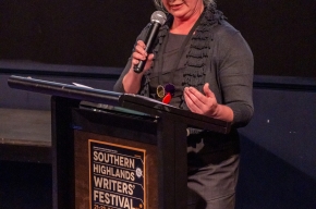 Festival Director, Michaela Bolzan introduces Oppenheimer. Photo by Greg Jackson.