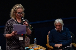 Festival Director, Michaela Bolzan interviews Ned Manning about his new novel - Painting the Light. Photo by Greg Jackson. 