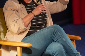 Nicola Moriarty answers questions at SHWF 2024. Photo by Greg Jackson. 