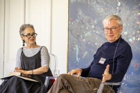 Sue Turnbull interviews J.R. Lonie about his latest book, The Woman from Saint Germain. Photo by Greg Jackson. 