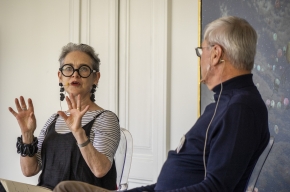 Sue Turnbull interviews J.R. Lonie about his latest book, The Woman from Saint Germain. Photo by Greg Jackson. 