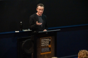 Matthew Gibbs and the first folio at SHWF 2023. Photo by Greg Jackson. 