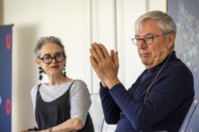 Sue Turnbull interviews J.R. Lonie about his latest book, The Woman from Saint Germain. Photo by Greg Jackson. 