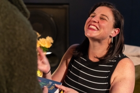 Nicola Moriarty signs copies of her novel. Photo by Greg Jackson. 
