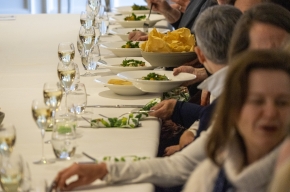 Literary Lunch diners enjoy an Indian feast. Photo by Greg Jackson.