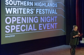 Festival Director, Michaela Bolzan welcomes everyone to the start of SHWF 2018. Photo by Greg Jackson.