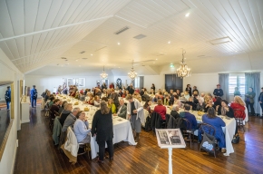 Literary Lunch diners enjoy an Indian feast. Photo by Greg Jackson.