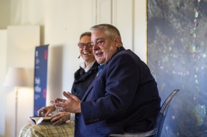 Lisa Forrest interviews Mikey Robins about his latest book, Seven Deadly Sins and One Very Naughly Fruit. Photo by Greg Jackson. 