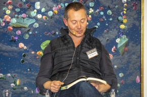 Sue Turnbull interviews Todd Alexander about his latest book, Thirty Thousand Bottles of Wine and a Pig Called Helga. Photo by Greg Jackson.