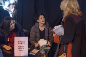 Tania Blanchard, Lauren Chater and Catherine McKinnon sign copies of their books. Photo by Greg Jackson.