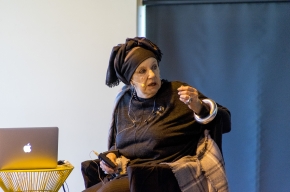 Janet Hawley interviews Wendy Whiteley about her book Wendy Whiteley and The Secret Garden. Photo by Greg Jackson.