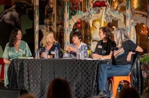 The Monumental Women panel respond to questions. Photo by Greg Jackson.