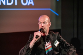 Behind-the-scenes - mic check with James. Photo by Greg Jackson.