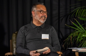 Moderator Atul Joshi at SHWF 2022. Photo by Greg Jackson.
